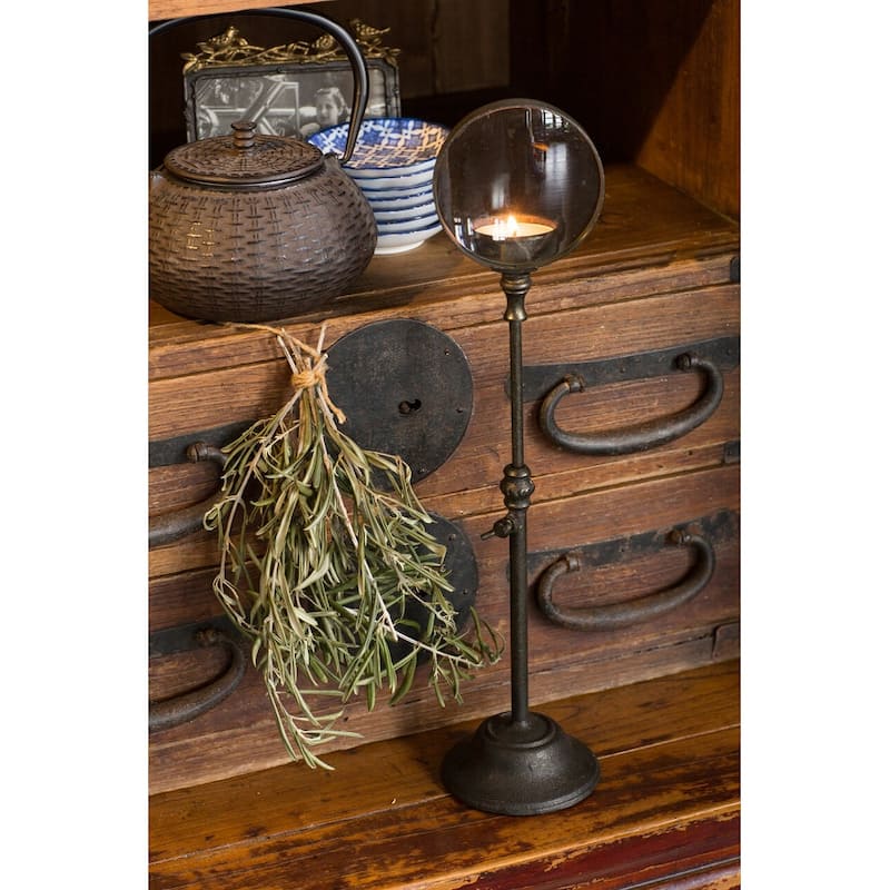 Black Iron Candle Holder with Adjustable Height 13-17" Decorative Home Accent Stand - 3.75" x 3.75" x 13"-17"h