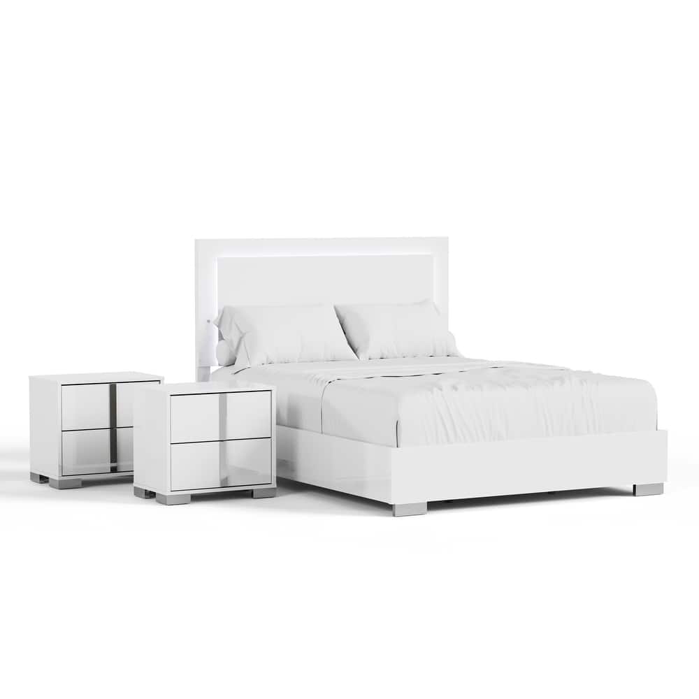 Furniture of America Erina Modern Glossy 3-Piece Panel Bedroom Set