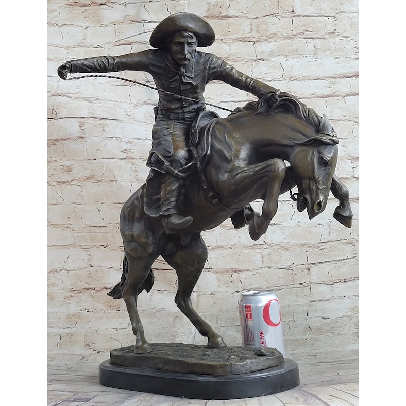 Frederic Remington Bronco Buster Bucking Horse Western Americana Bronze Statue