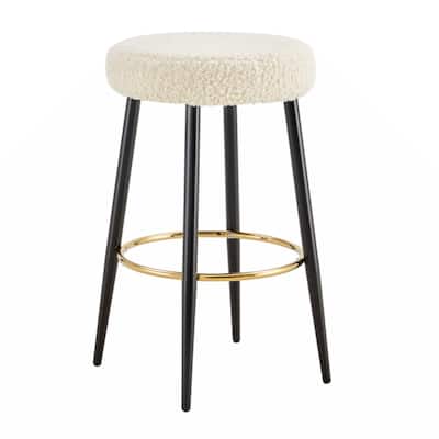 Counter Height Bar Stools Set of 2, PU Kitchen Stools Upholstered Dining Chair Stools 24 Inches Height with Golden Footrest