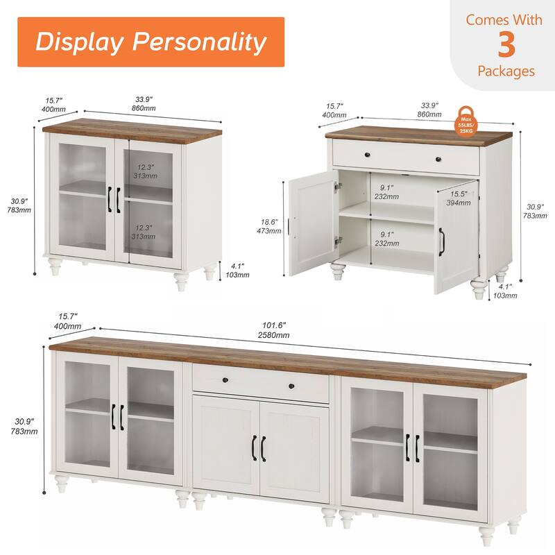 Sideboard Buffet Cabinets with Doors and Drawer