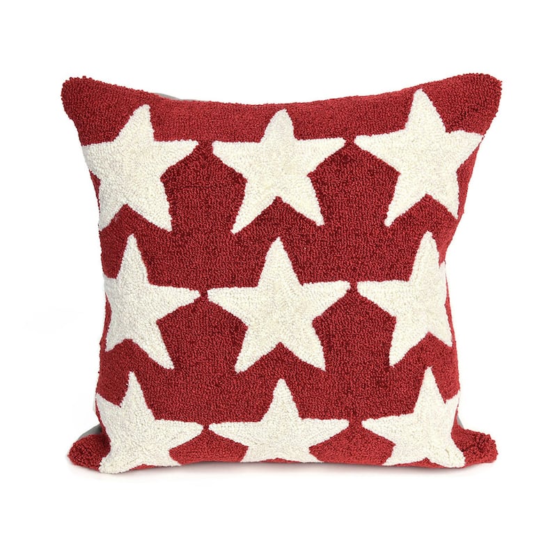 Liora Manne Frontporch Stars Indoor/Outdoor Pillow Red 18" Square