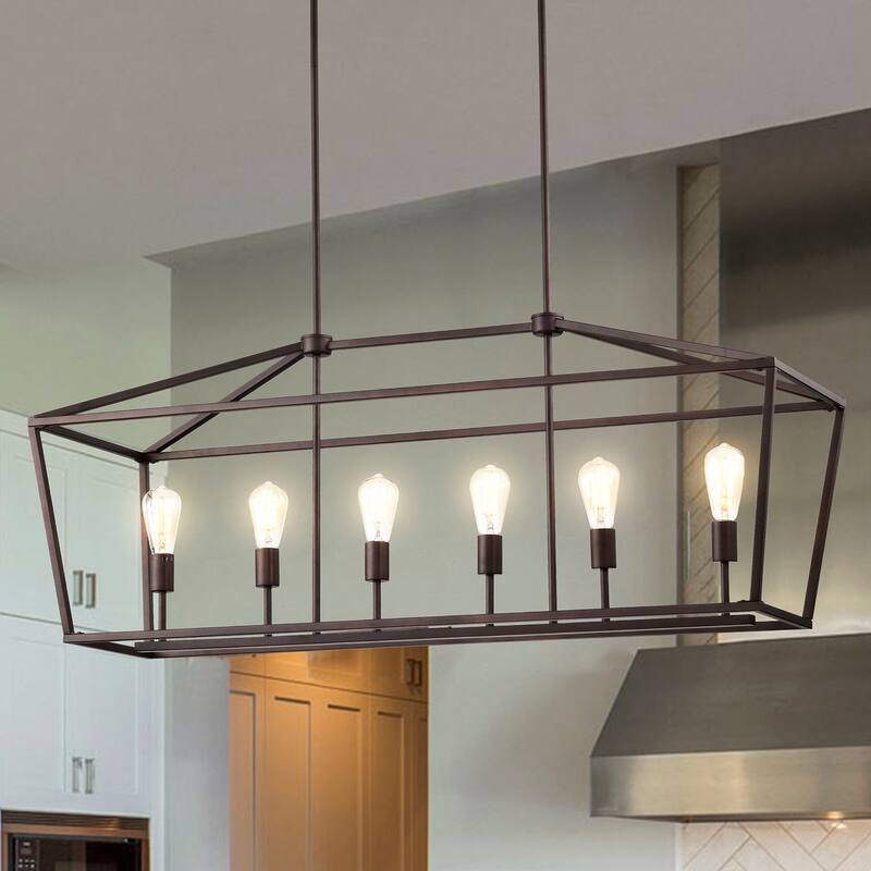 Tutturous 6 Light Kitchen Island Linear Pendant Light - Oil Rubbed Bronze
