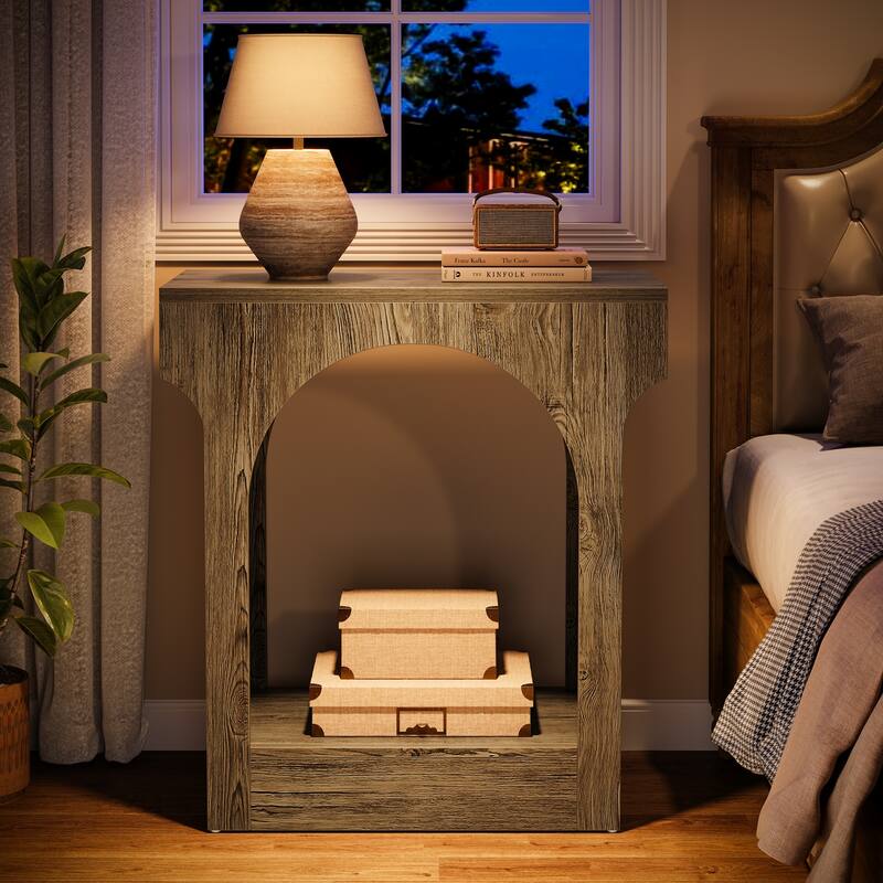 2 Tier Wood End Side Table with Storage Space for Living Room / Bedroom