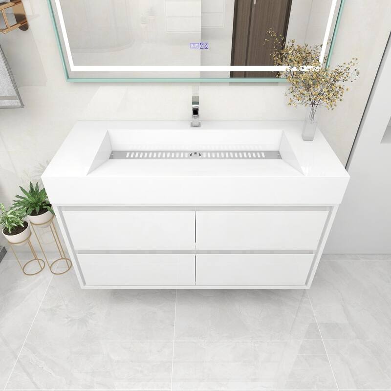 Victoria 48" Wall Mounted Modern Vanity with Acrylic Sink