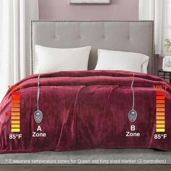 dimension image slide 2 of 10, Beautyrest Heated Plush Secure Comfort Blanket