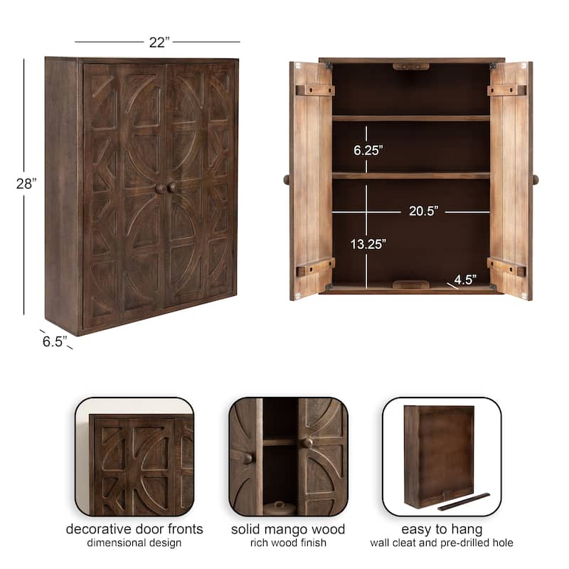 Kate and Laurel Galliene Wood Wall Cabinet