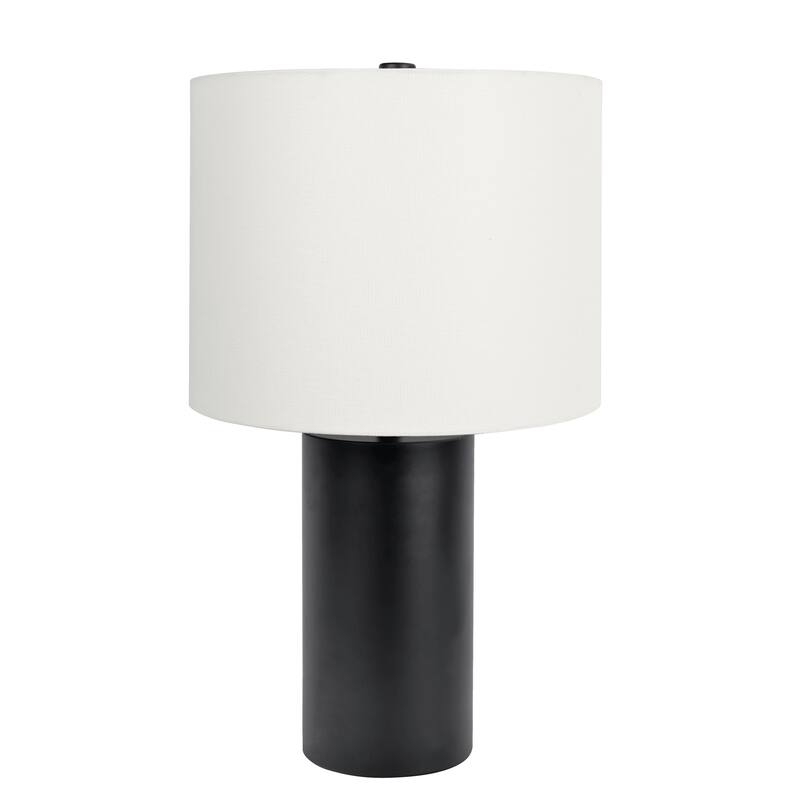 Black Table Lamp with On/Off Switch Black Block Base - Black,White