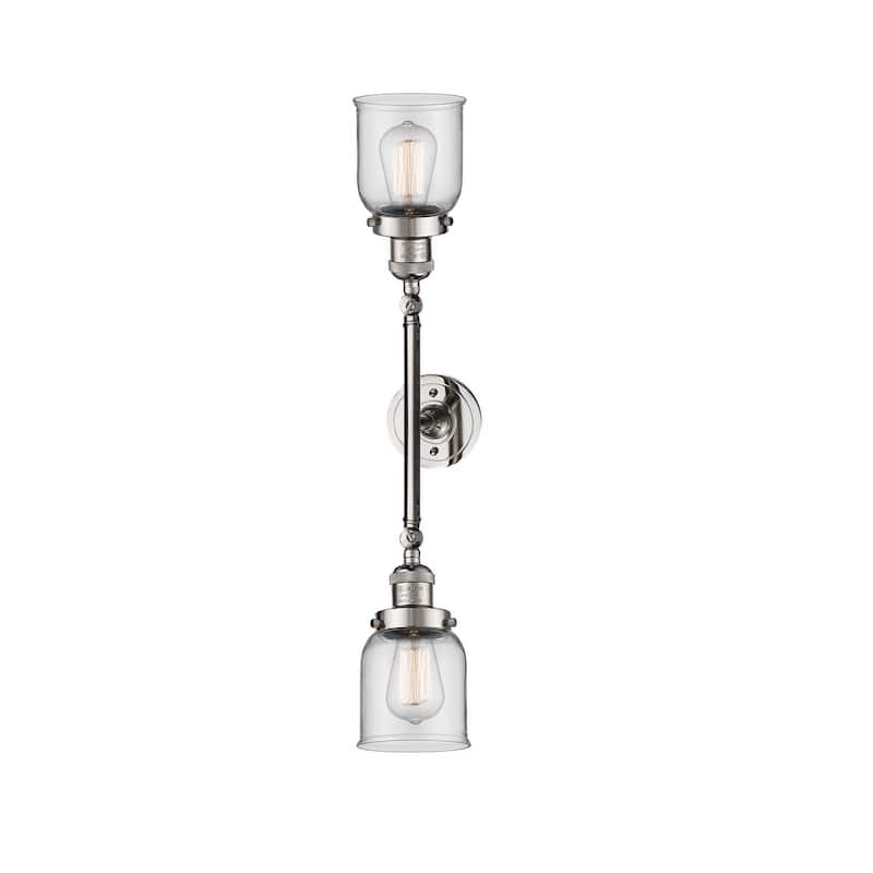 Innovations Lighting Small Bell 2 Light 23" Wide Bathroom Vanity Light - Polished Nickel / Clear
