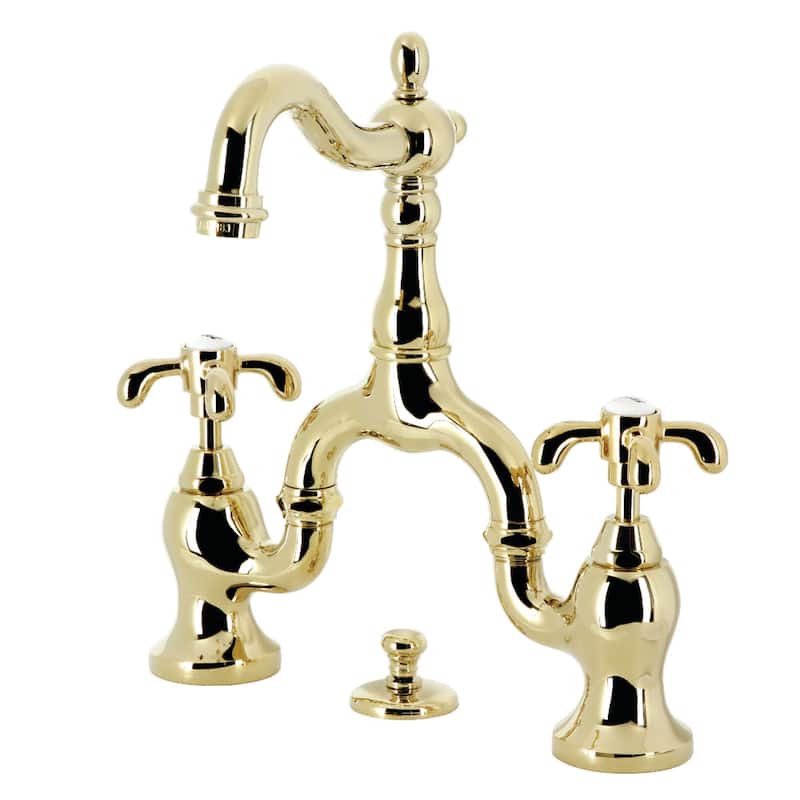 Kingston Brass KS797.TX French Country 1.2 GPM Bridge Bathroom Faucet - Polished Brass