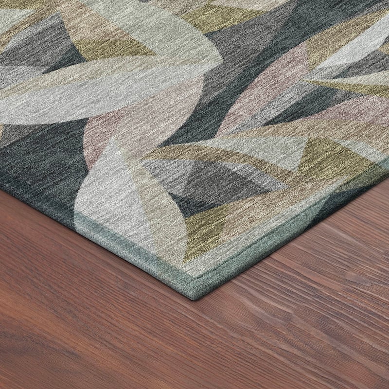 Machine Washable Indoor/ Outdoor Modern Floral Chantille Rug