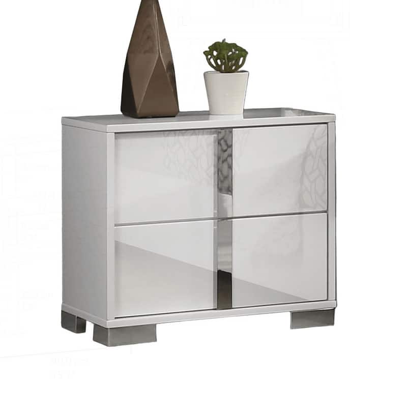 Modern Stylish Nightstand with Chrome Accents and Streamlined Design for Bedroom