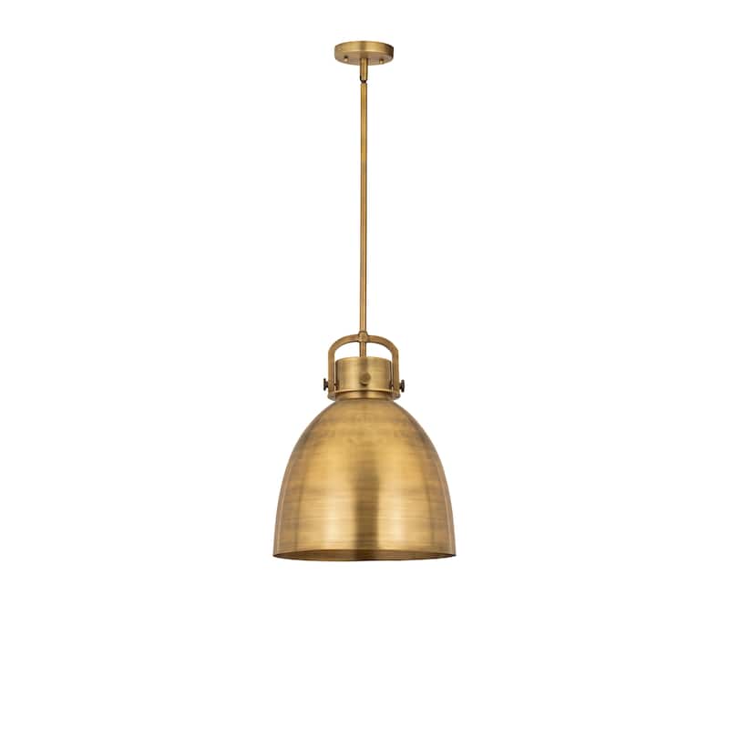 Innovations Lighting Newton Metal Bell - 1 Light 14" Stem Hung Pendant - Brushed Brass