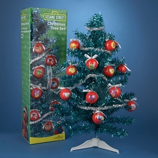 Shop 2 Fully Decorated Sesame Street Teal Blue Tinsel Artificial