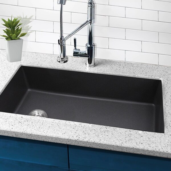 Top Product Reviews For Highpoint Collection Granite Composite 33 Inch Single Bowl Black Undermount Kitchen Sink 9103014 Overstock