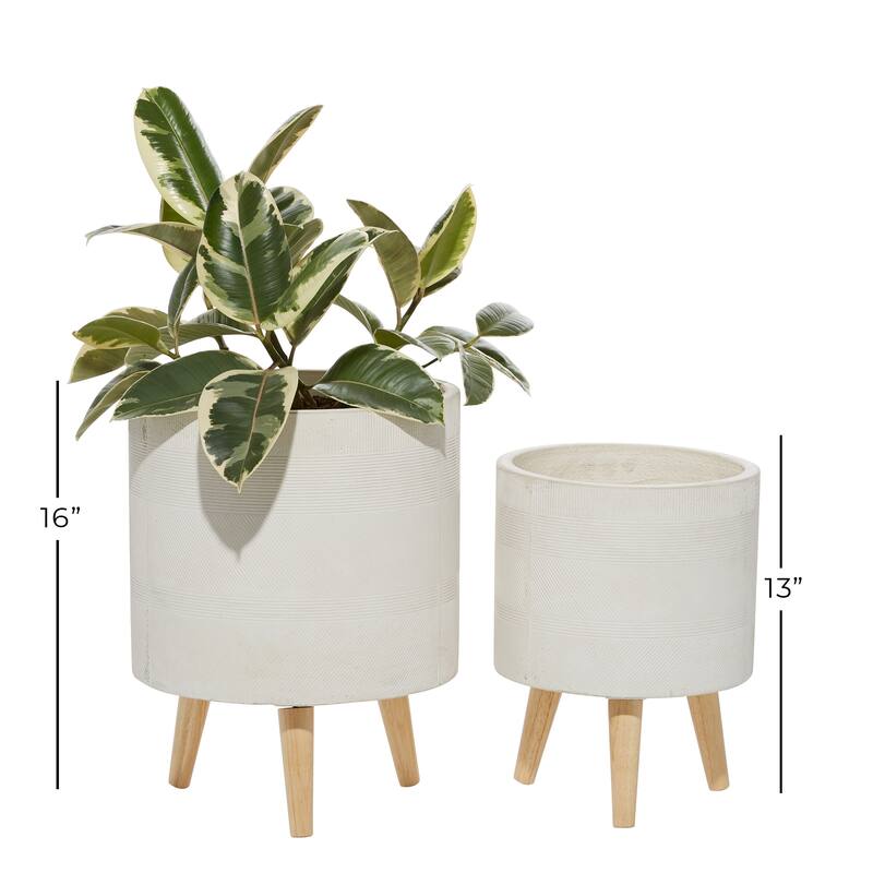 Ceramic Contemporary Planter (Set of 2) - 13 x 12 x 16Round