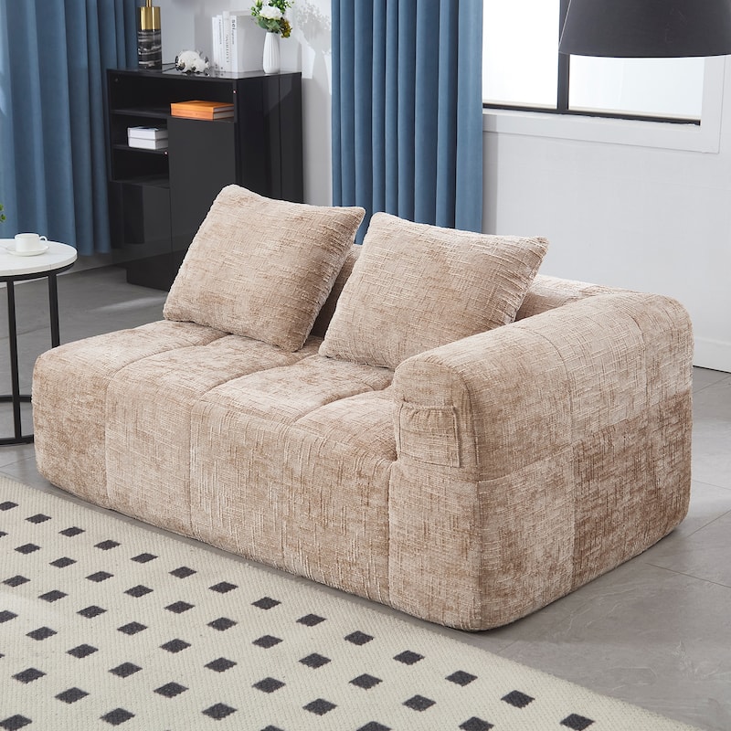 GDFStudio - Chenille Modular Chaise Lounge with 2 Pillowes