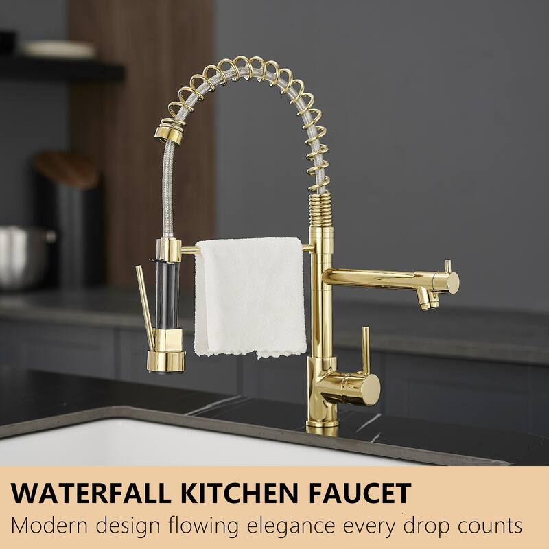 2-Function 1-Handle Commercial Pulldown Kitchen Faucet