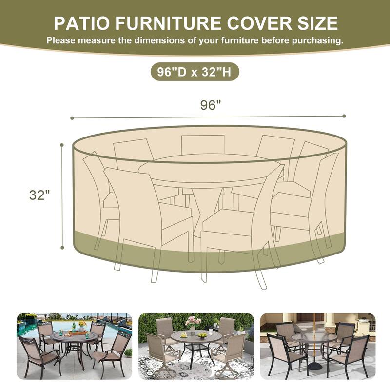 Aoodor Heavy Duty Outdoor Round Furniture Set Cover