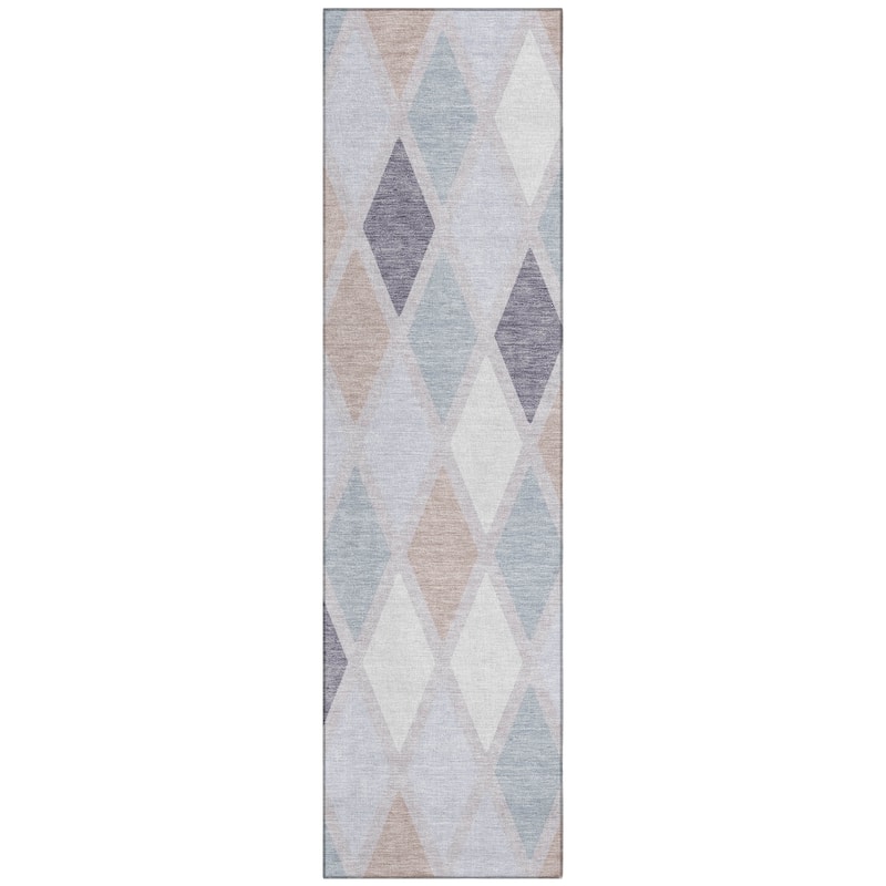 Machine Washable Indoor/ Outdoor Chantille Diamond Prism Rug