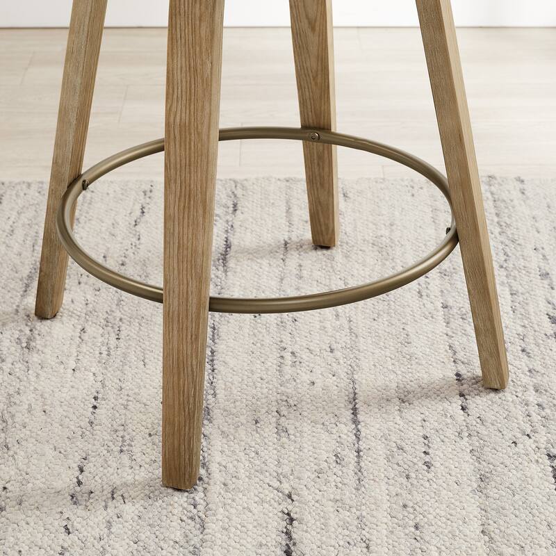 Art Leon Swivel Bar Stool Counter Height Chair with Wood Frame(set of 2)