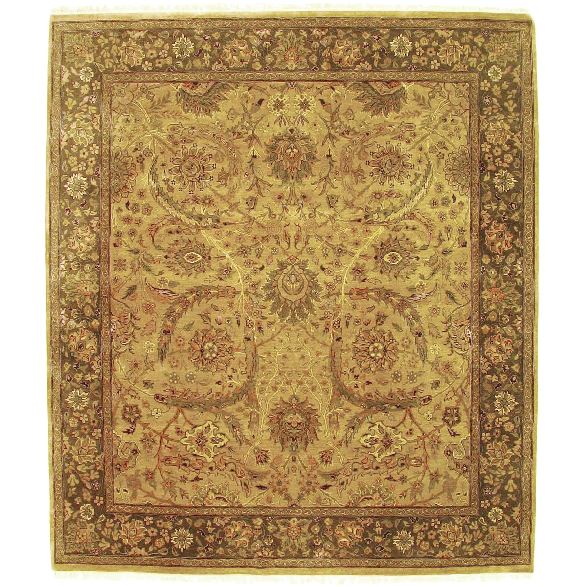 Moghul hand-knotted New Zealand Wool Wheat/Brown Area Rug - 8' Round
