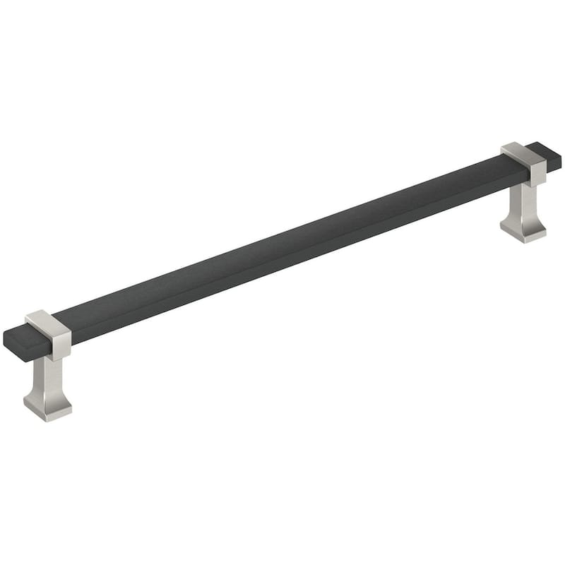 Amerock BP37084 Overton 12" Center to Center Bar Cabinet Pull - Brushed Matte Black / Satin Nickel