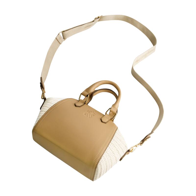 Tommy Bahama Mini Satchel with Debossed Logo and Straw Accents