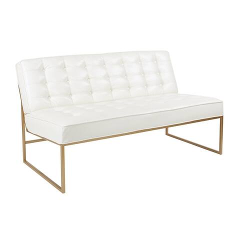 Silver Orchid BerdoniFaux Leather Loveseat with Gold Coated Frame