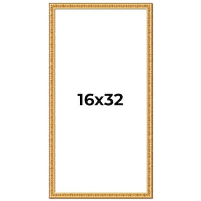 16x32 Frame Gold Real Wood Picture Frame Width 1 inches | Interior