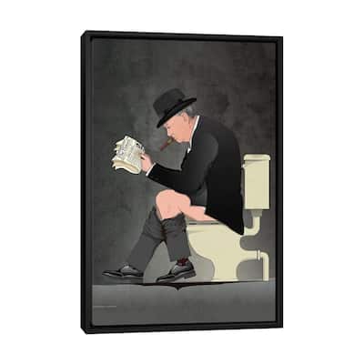 iCanvas "Winston Churchill On The Toilet" by WyattDesign Framed Canvas Print