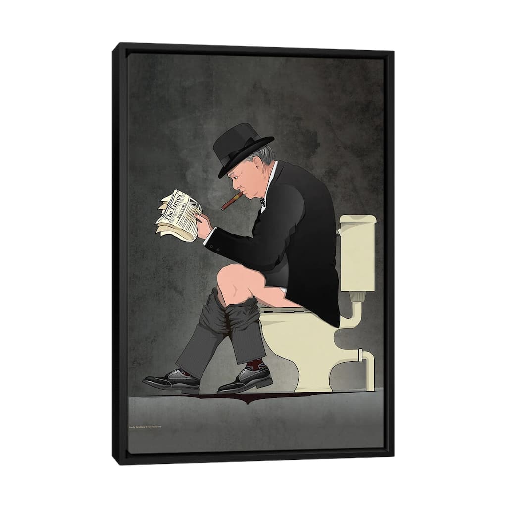 iCanvas "Winston Churchill On The Toilet" by WyattDesign Framed Canvas Print