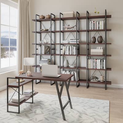 Davee Dark Walnut Color 106"W x 85"H Etagere Display Bookcase - 86" H x 106" W x 12.5" D
