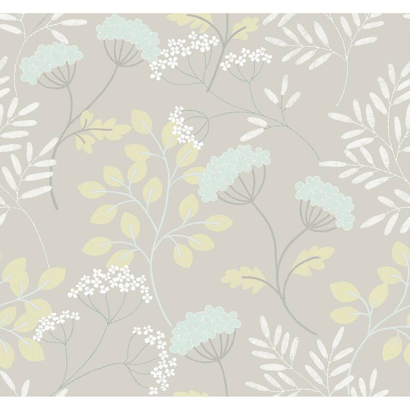 Scott Living Sorrel Light Grey Botanical Wallpaper