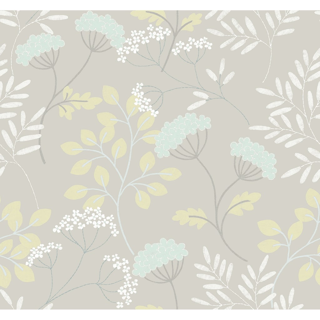 Scott Living Sorrel Light Grey Botanical Wallpaper