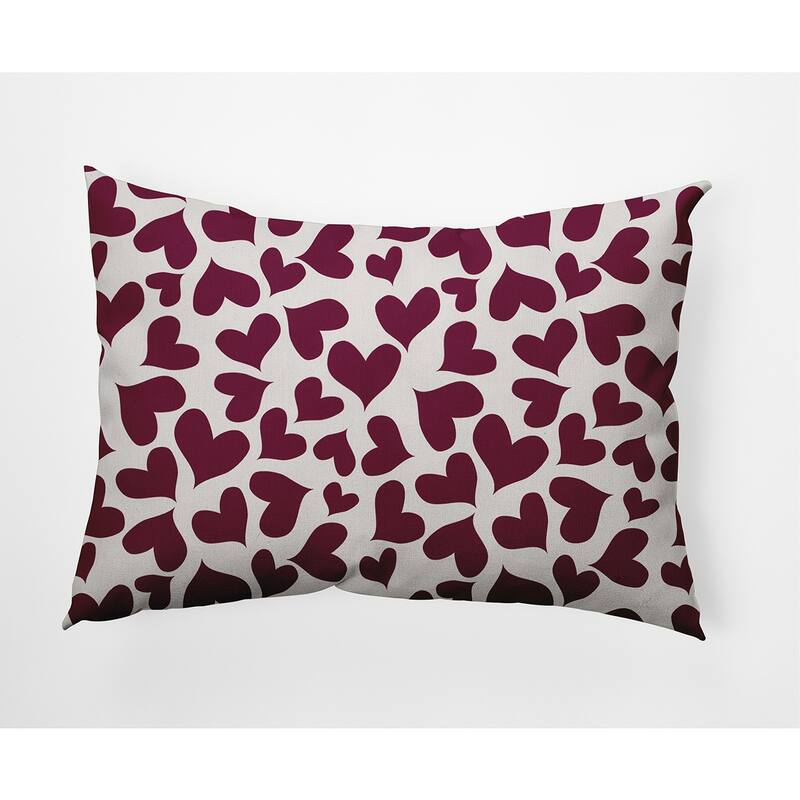 Patterned Hearts Valentine's Day Decorative Indoor/Outdoor Pillow - 14" x 20" - Magenta