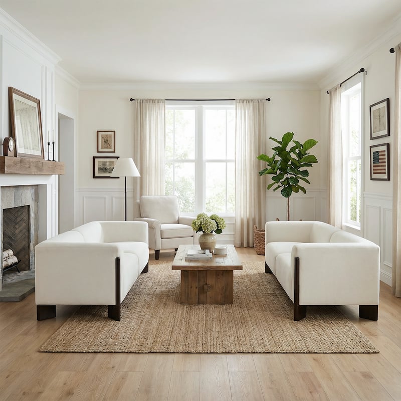 Upholstered Oversized Sofa Loveseat Set of 2