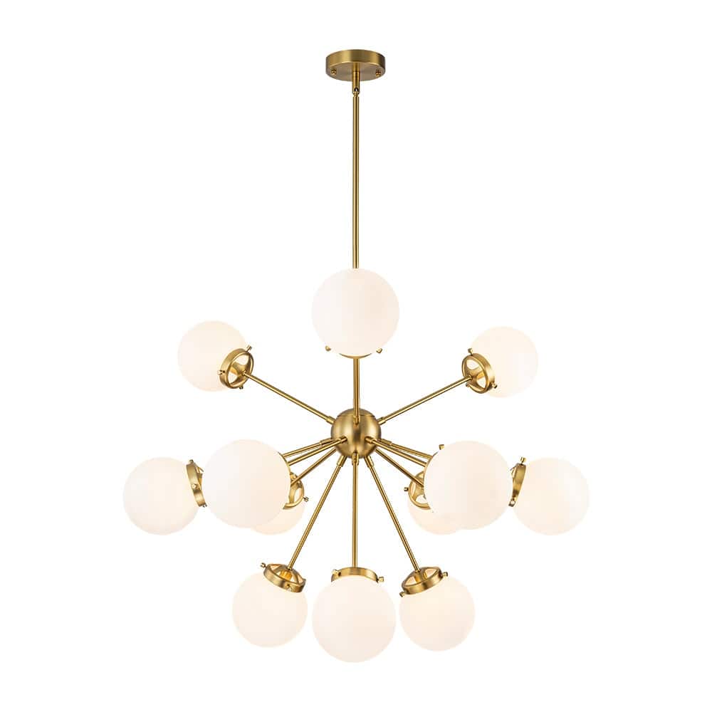 Glam 12-Light Frosted Glass Bubble Round Sputnik Chandelier 34in