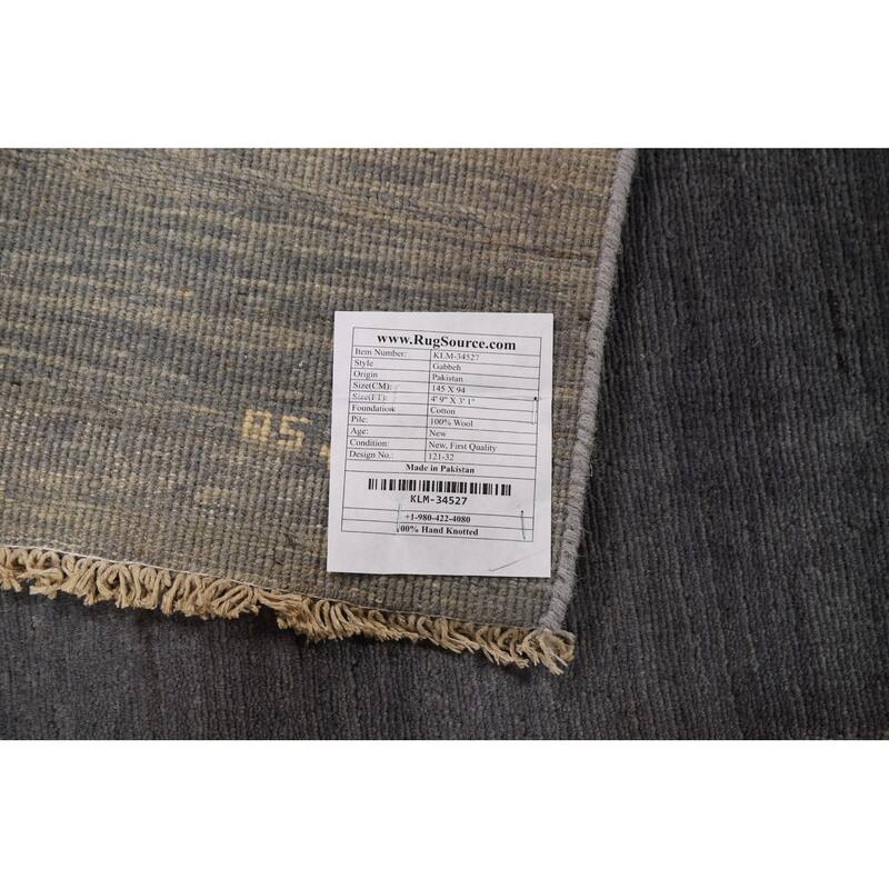 Contemporary Blue Gray Gabbeh Oriental Rug Hand-Knotted Wool Carpet - 3'1"x 4'9"