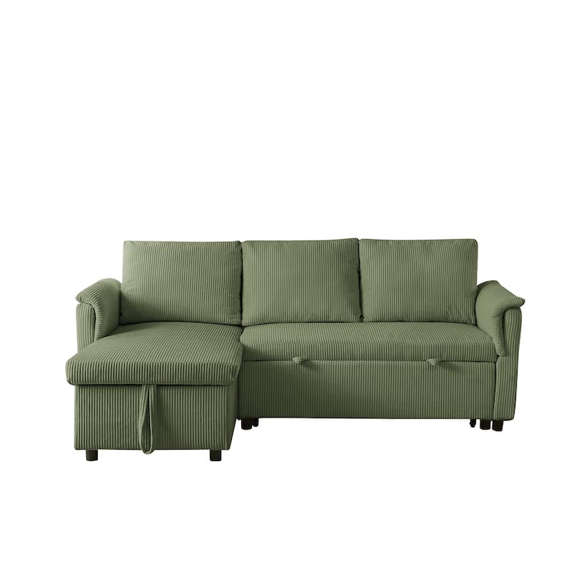 Modern 2-Seater Sofa L-Shaped Sleeper Sofa with 2 Pillows Storage Chaise and Adjustable Backrest, for Living Room