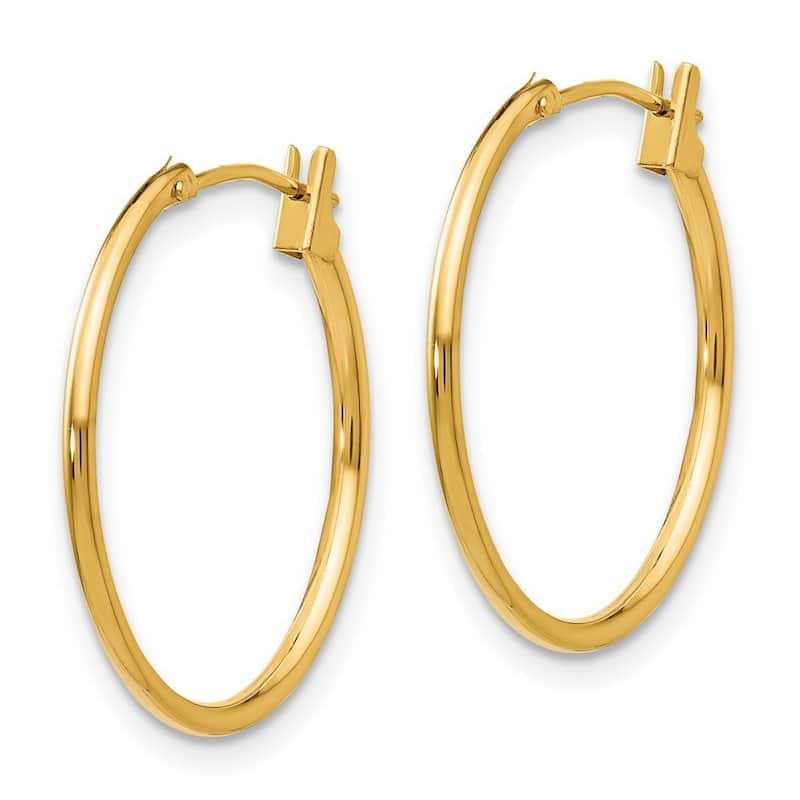 Curata 14k Yellow Gold Polished 1mm Hoop Earrings - 21x21mm