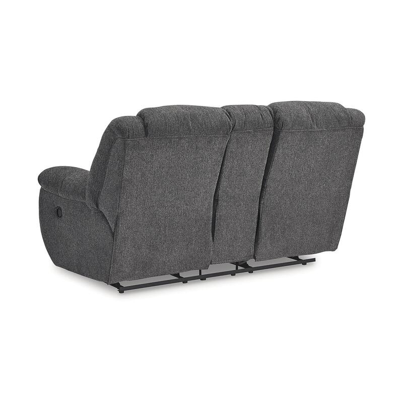 Signature Design by Ashley Foreside Gray Double Reclining Loveseat with Console - 76"W x 43"D x 44"H