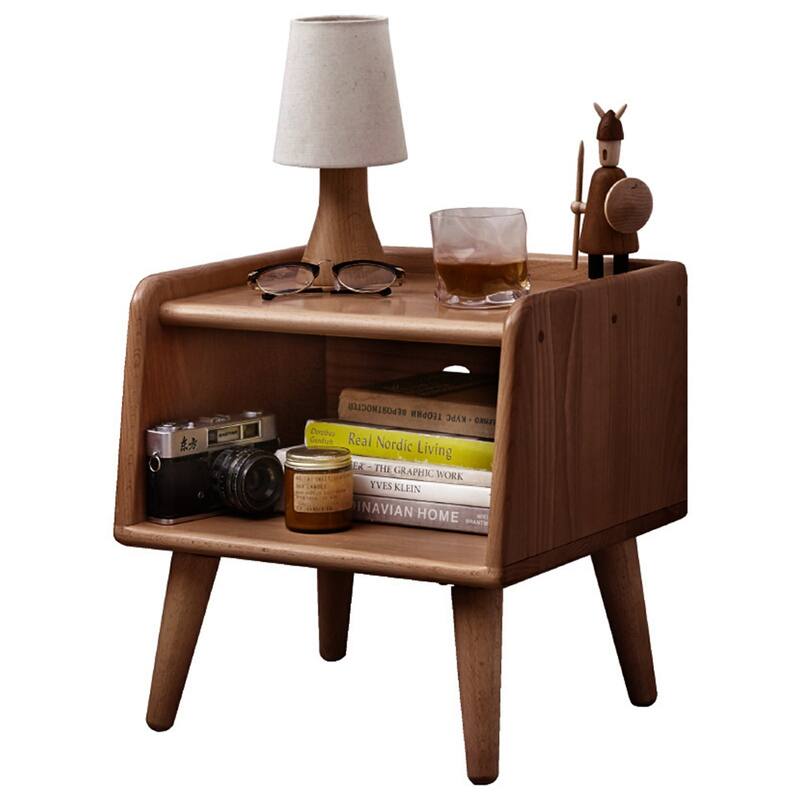 Modern Solid Beech Wood Nightstand with Ample Storage and Space-Saving Design