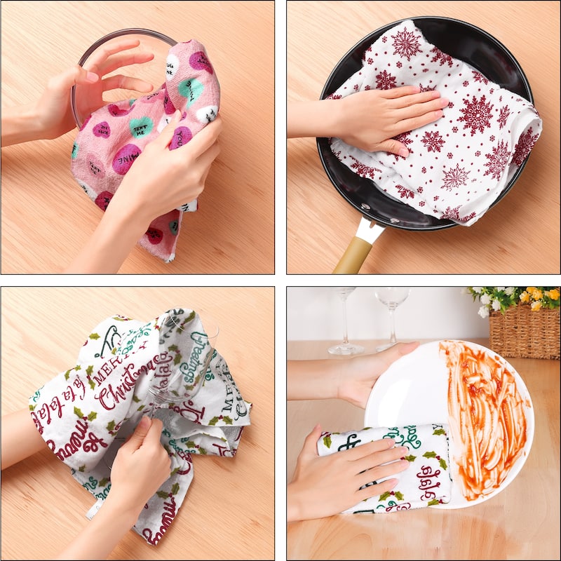 Pattern Kitchen Towel, Cotton Dish Towels for Home Decor, Decorative Tea Towels
