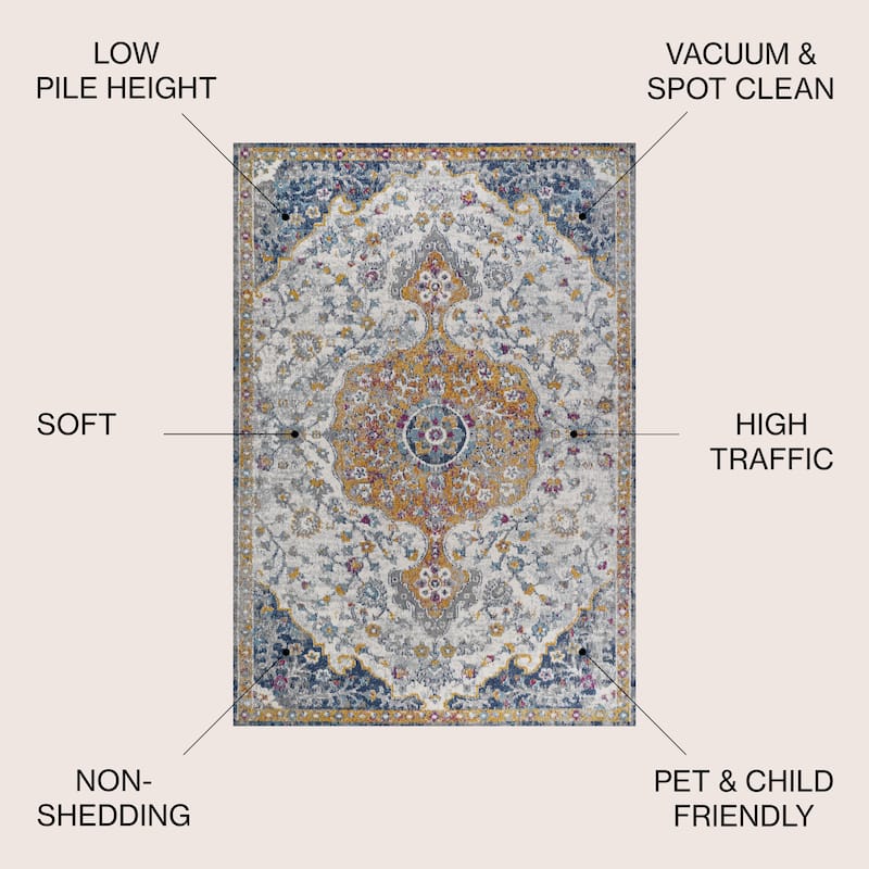 JONATHAN Y Indhira Ornate Boho Medallion Area Rug