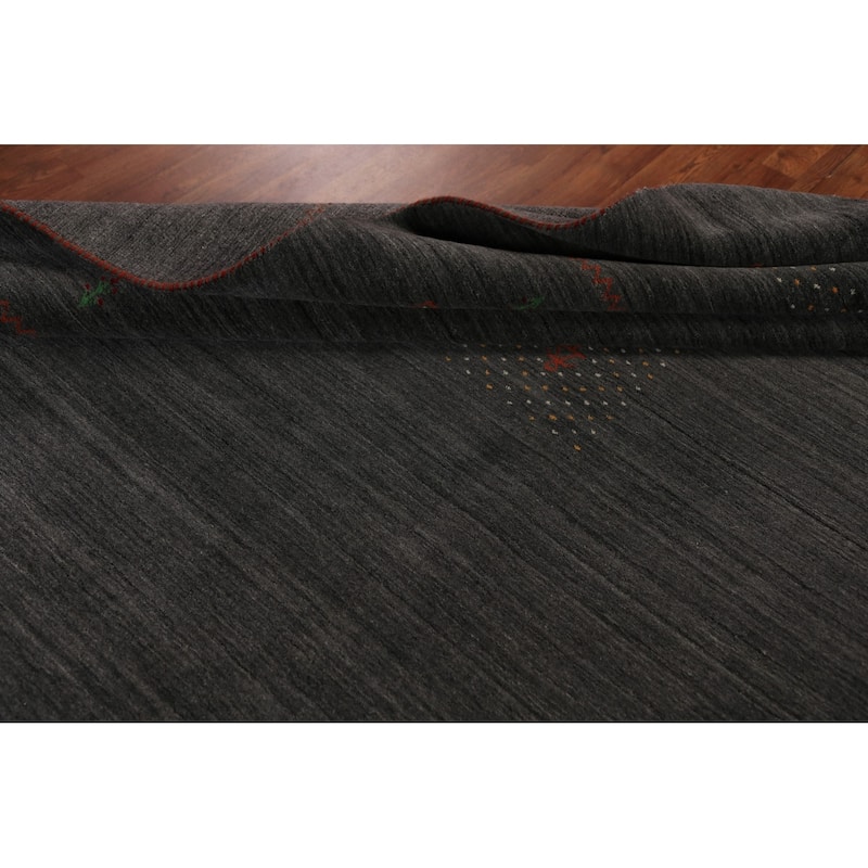 Gabbeh Oriental Area Rug Hand-Knotted Wool Carpet - 8'4"x 9'10"