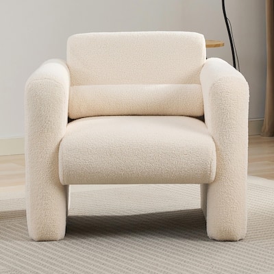 Sherpa Fabric Modern Accent Chair - Cozy Teddy Upholstery