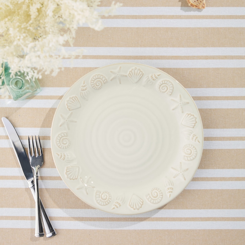 Certified International Coastline Cream 10.5" Dinner Plates, Set of 4 - 10.50"L x 10.50"W x 1.13"H