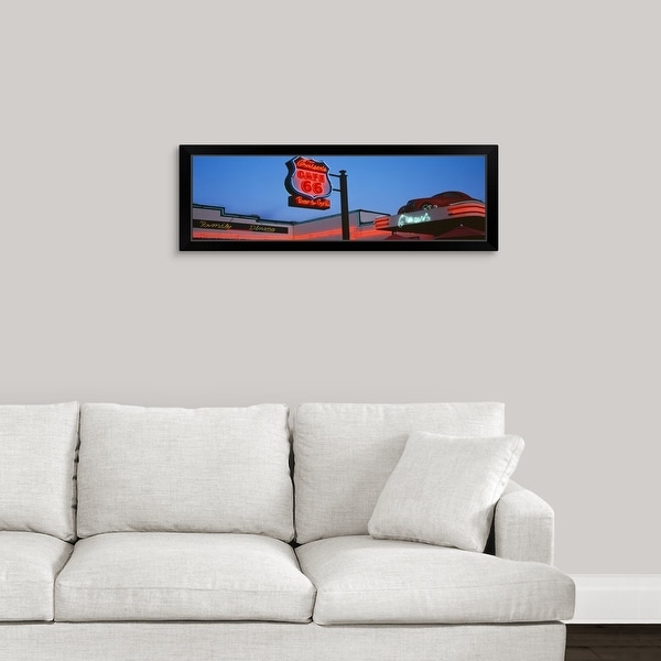"Low angle view of a road sign Route 66 Arizona" Black Framed Print