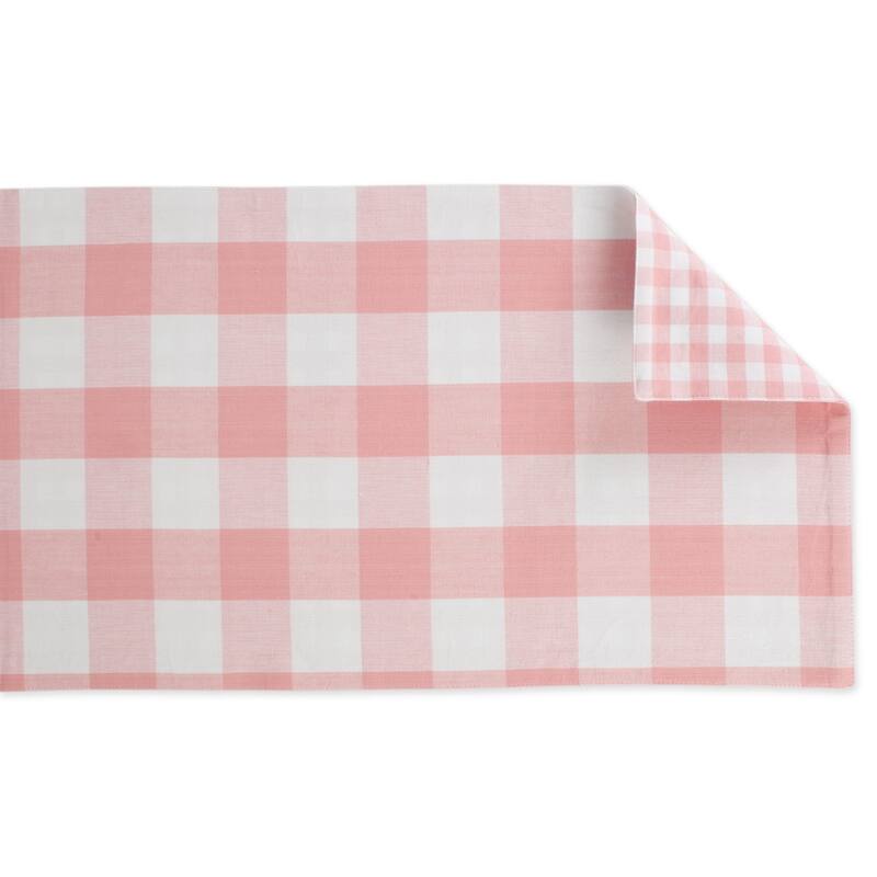 DII Pink & White Reversible Gingham Buffalo Check Table Runner